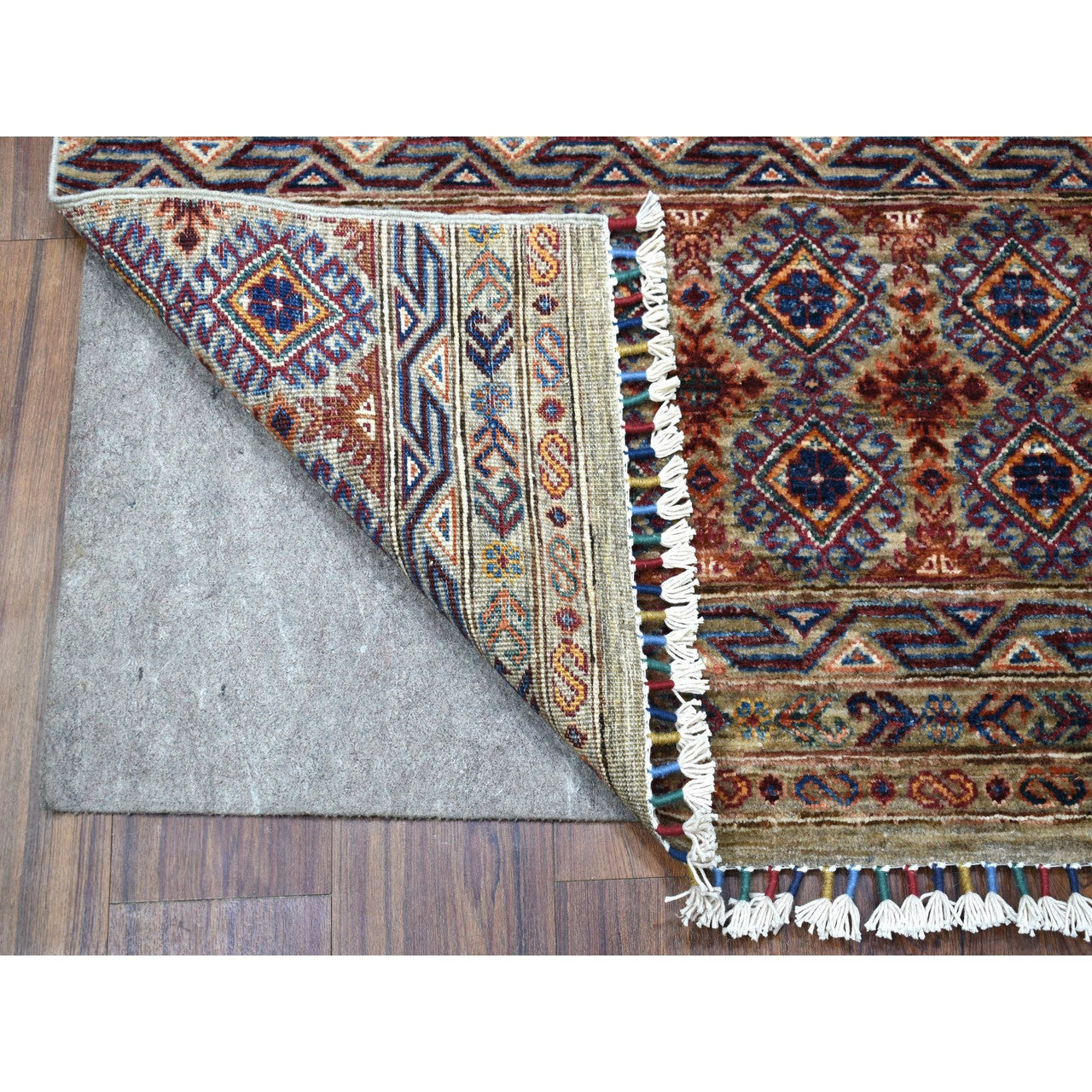 Gray 3'0" x 7'7" Kazak Hand knotted Wool Rug - Sku: O056808