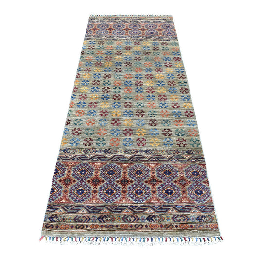 Kazak Wool Hand Knotted Rug Grey No Border 2.10X7.7 -O056828
