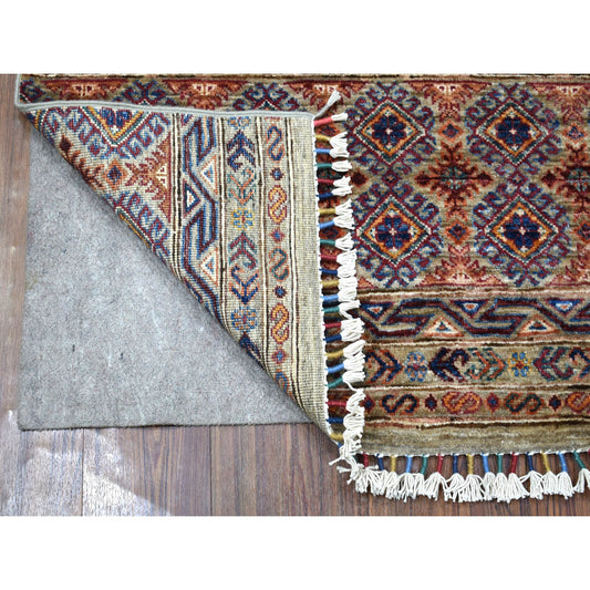 Kazak Wool Hand Knotted Rug Grey No Border 2.10X7.7 -O056828