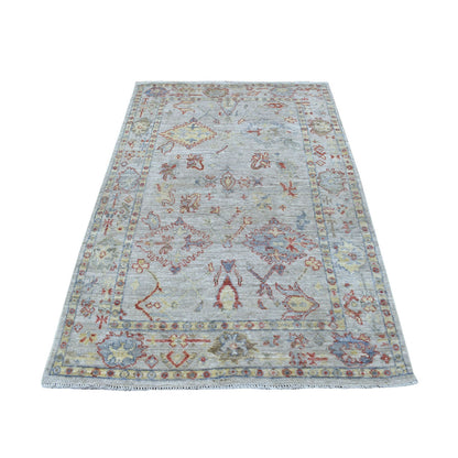 Oushak And Peshawar Wool Hand Knotted Rug Grey Gray 4.0X6.6 -O056861