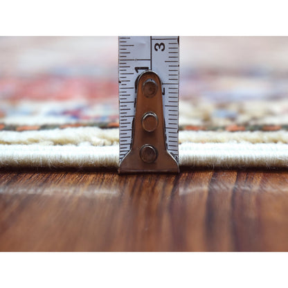 Tribal & Geometric Wool Hand Knotted Rug Ivory Red 4.10X6.5 -O056876