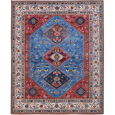 Kazak Wool Hand Knotted Rug Blue 9.3x11.7 -O0568