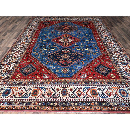 Kazak Wool Hand Knotted Rug Blue 9.3x11.7 -O0568