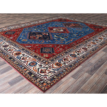 Kazak Wool Hand Knotted Rug Blue 9.3x11.7 -O0568