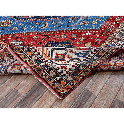 Kazak Wool Hand Knotted Rug Blue 9.3x11.7 -O0568