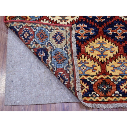 Tribal & Geometric Wool Hand Knotted Rug Red Red 4.0X6.0 -O056950