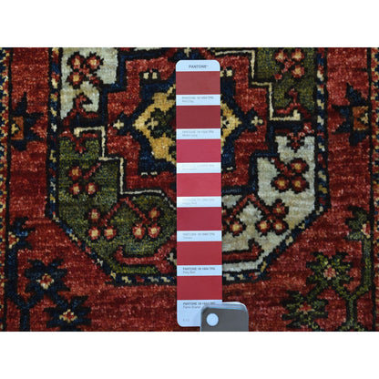 Tribal & Geometric Wool Hand Knotted Rug Red No Border 2.0X3.0 -O056961