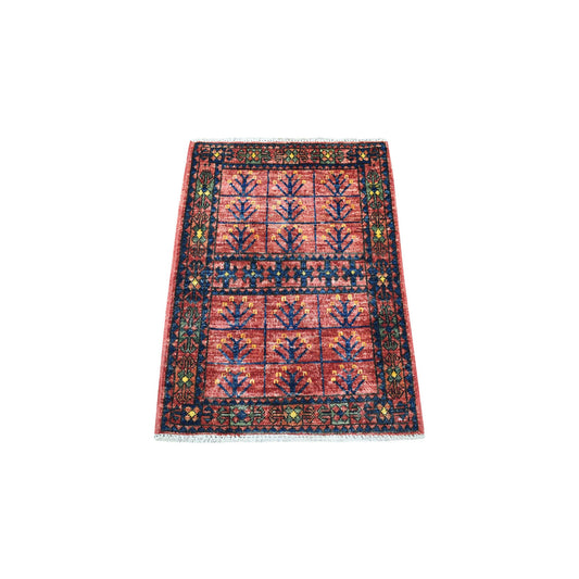 Tribal & Geometric Wool Hand Knotted Rug Red Red 2.0X2.10 -O056985