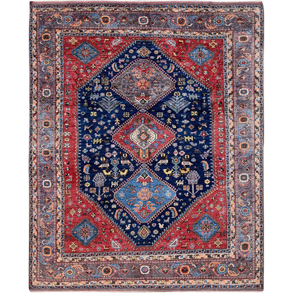 Kazak Wool Hand Knotted Rug Blue 9.3x11.0 -O0569