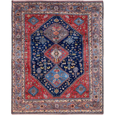 Kazak Wool Hand Knotted Rug Blue 9.3x11.0 -O0569