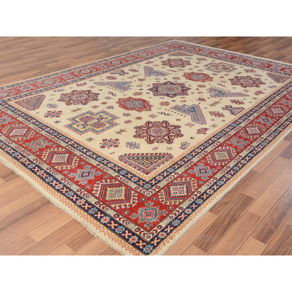 Kazak Wool Hand Knotted Rug Ivory Red 8.8X12.0 -O057055