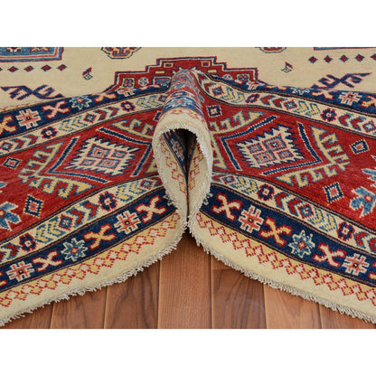 Kazak Wool Hand Knotted Rug Ivory Red 8.8X12.0 -O057055