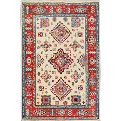 Kazak Wool Hand Knotted Rug Red 4.0x5.10 -O057067