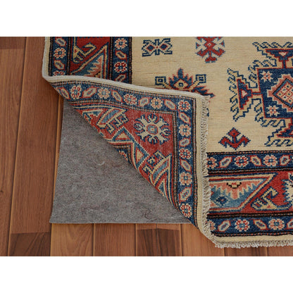 Kazak Wool Hand Knotted Rug Ivory Red 4.0X5.7 -O057071