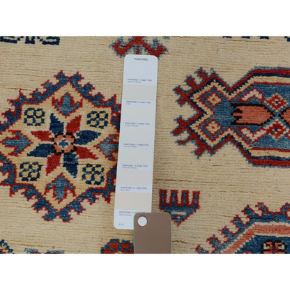 Kazak Wool Hand Knotted Rug Ivory Red 4.0X5.7 -O057071