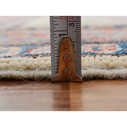 Kazak Wool Hand Knotted Rug Ivory Red 4.0X5.7 -O057071