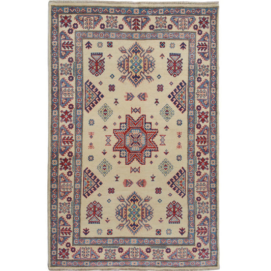 Kazak Wool Hand Knotted Rug Ivory Ivory 3.10X6.0 -O057081