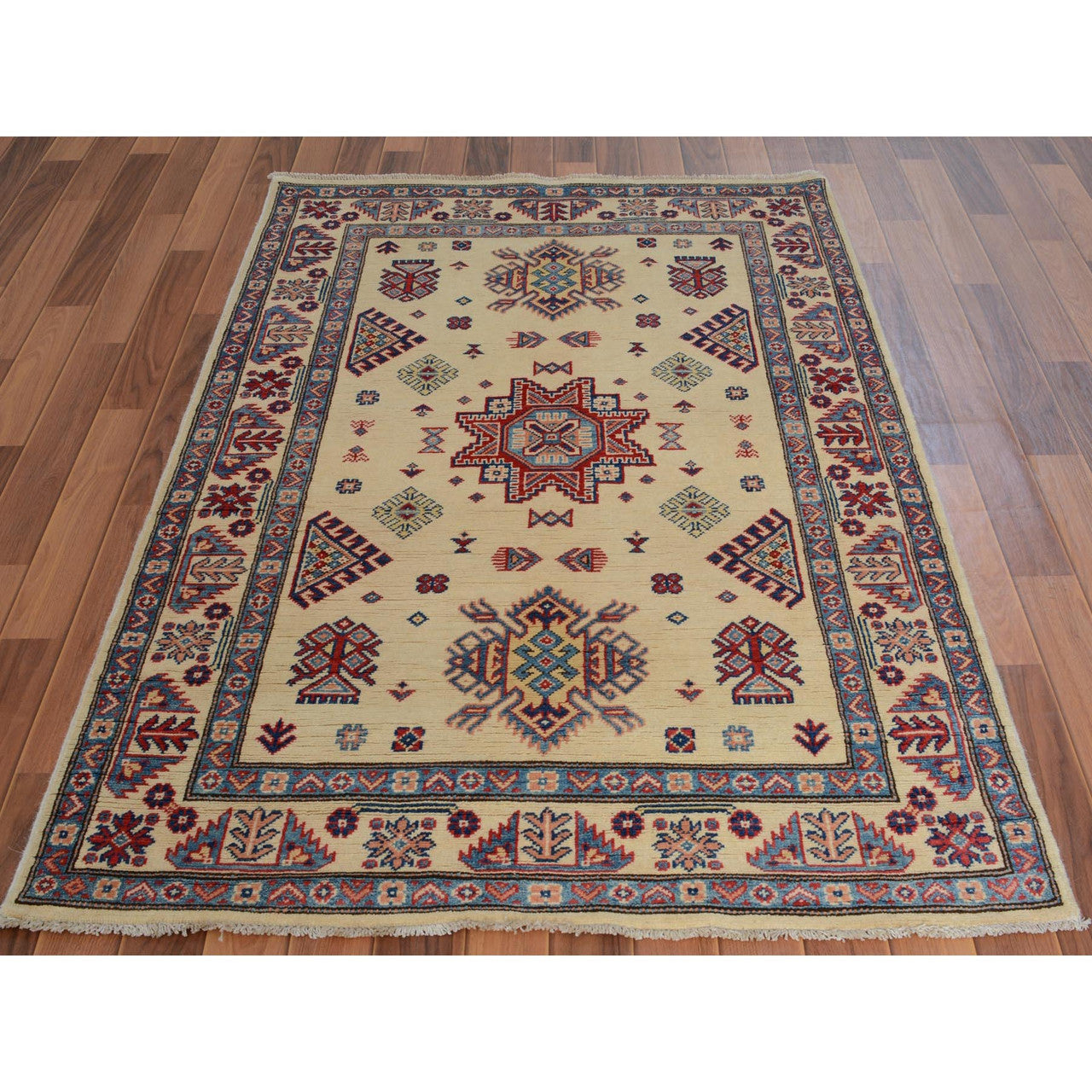 Kazak Wool Hand Knotted Rug Ivory Ivory 3.10X6.0 -O057081
