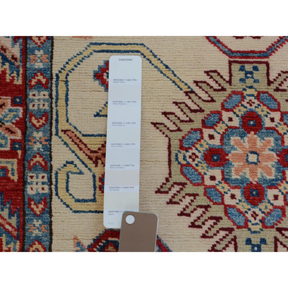 Kazak Wool Hand Knotted Rug Ivory Red 2.9X9.3 -O057088