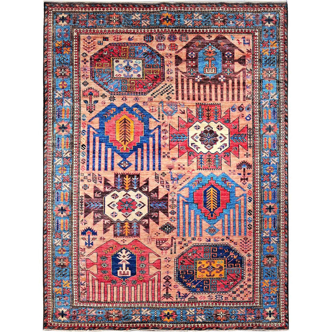 Kazak Wool Hand Knotted Rug Orange 5.10x7.8 -O0570