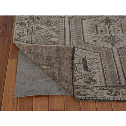 Overdyed & Vintage Worn Wool Hand Knotted Rug Brown Natural 4.9X7.4 -O057116
