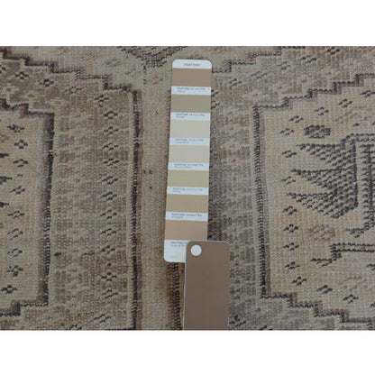 Overdyed & Vintage Worn Wool Hand Knotted Rug Brown Natural 4.9X7.4 -O057116