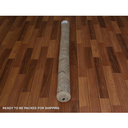 Overdyed & Vintage Worn Wool Hand Knotted Rug Brown Natural 4.9X7.4 -O057116