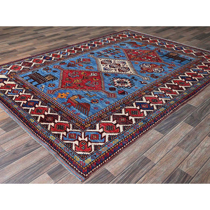 Kazak Wool Hand Knotted Rug Blue 5.11x8.1 -O0571