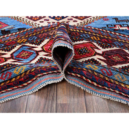 Kazak Wool Hand Knotted Rug Blue 5.11x8.1 -O0571