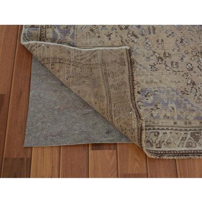 Overdyed & Vintage Worn Wool Hand Knotted Rug Beige Cuban Sand 4.4X7.4 -O057214