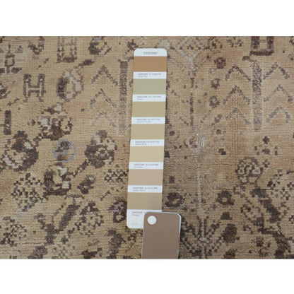 Overdyed & Vintage Worn Wool Hand Knotted Rug Beige Cuban Sand 4.4X7.4 -O057214