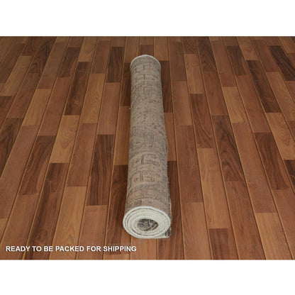 Overdyed & Vintage Worn Wool Hand Knotted Rug Beige Cuban Sand 4.4X7.4 -O057214