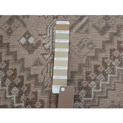 Overdyed & Vintage Worn Wool Hand Knotted Rug Brown Ivory 4.9X8.6 -O057225