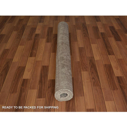 Overdyed & Vintage Worn Wool Hand Knotted Rug Brown Ivory 4.9X8.6 -O057225