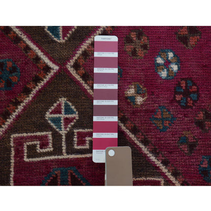 Overdyed & Vintage Worn Wool Hand Knotted Rug Red Gray 4.7X8.8 -O057234