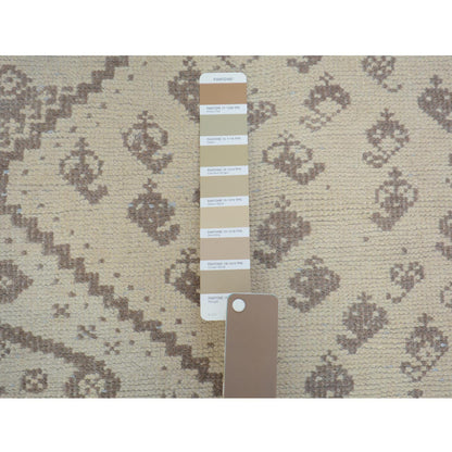 Overdyed & Vintage Worn Wool Hand Knotted Rug Beige Warm Sand 5.0X7.9 -O057236