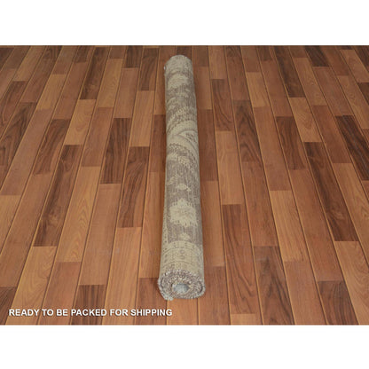 Overdyed & Vintage Worn Wool Hand Knotted Rug Beige Warm Sand 5.0X7.9 -O057236