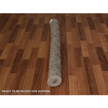 Overdyed & Vintage Worn Wool Hand Knotted Rug Beige Gray 4.10X7.10 -O057237