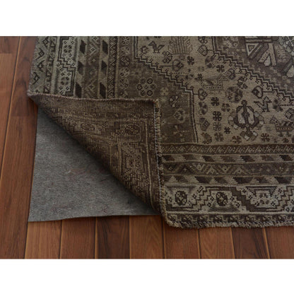 Overdyed & Vintage Worn Wool Hand Knotted Rug Beige Semolina 5.8X8.0 -O057242