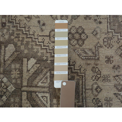 Overdyed & Vintage Worn Wool Hand Knotted Rug Beige Semolina 5.8X8.0 -O057242