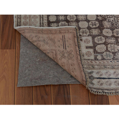 Overdyed & Vintage Worn Wool Hand Knotted Rug Brown 5.6x8.2 -O057245