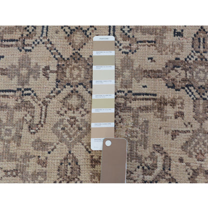 Overdyed & Vintage Worn Wool Hand Knotted Rug Brown 5.6x8.2 -O057245