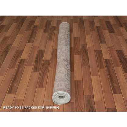 Overdyed & Vintage Worn Wool Hand Knotted Rug Brown 5.6x8.2 -O057245
