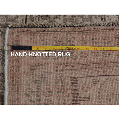 Overdyed & Vintage Worn Wool Hand Knotted Rug Brown 5.6x8.2 -O057245