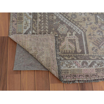 Overdyed & Vintage Worn Wool Hand Knotted Rug Beige Semolina 7.1X9.10 -O057255