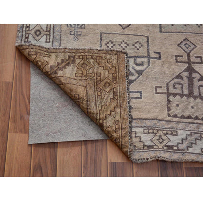 Overdyed & Vintage Worn Wool Hand Knotted Rug Grey Ivory 4.9X9.0 -O057279