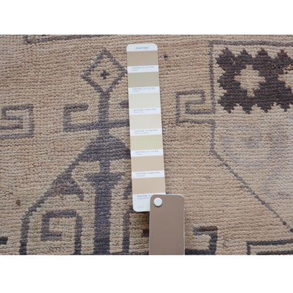 Overdyed & Vintage Worn Wool Hand Knotted Rug Grey Ivory 4.9X9.0 -O057279