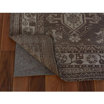 Overdyed & Vintage Worn Wool Hand Knotted Rug Beige Ivory 5.4X8.1 -O057281