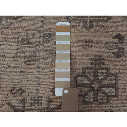 Overdyed & Vintage Worn Wool Hand Knotted Rug Beige Ivory 5.4X8.1 -O057281