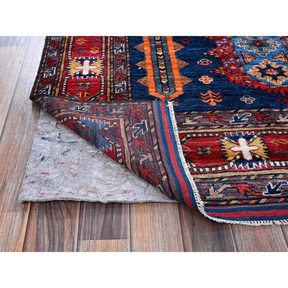 Kazak Wool Hand Knotted Rug Blue 6.4x8.9 -O0572